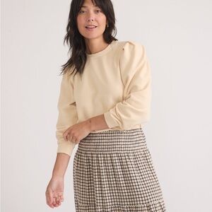 Marine Layer Enya Puff Sleeve Sweatshirt Antique White